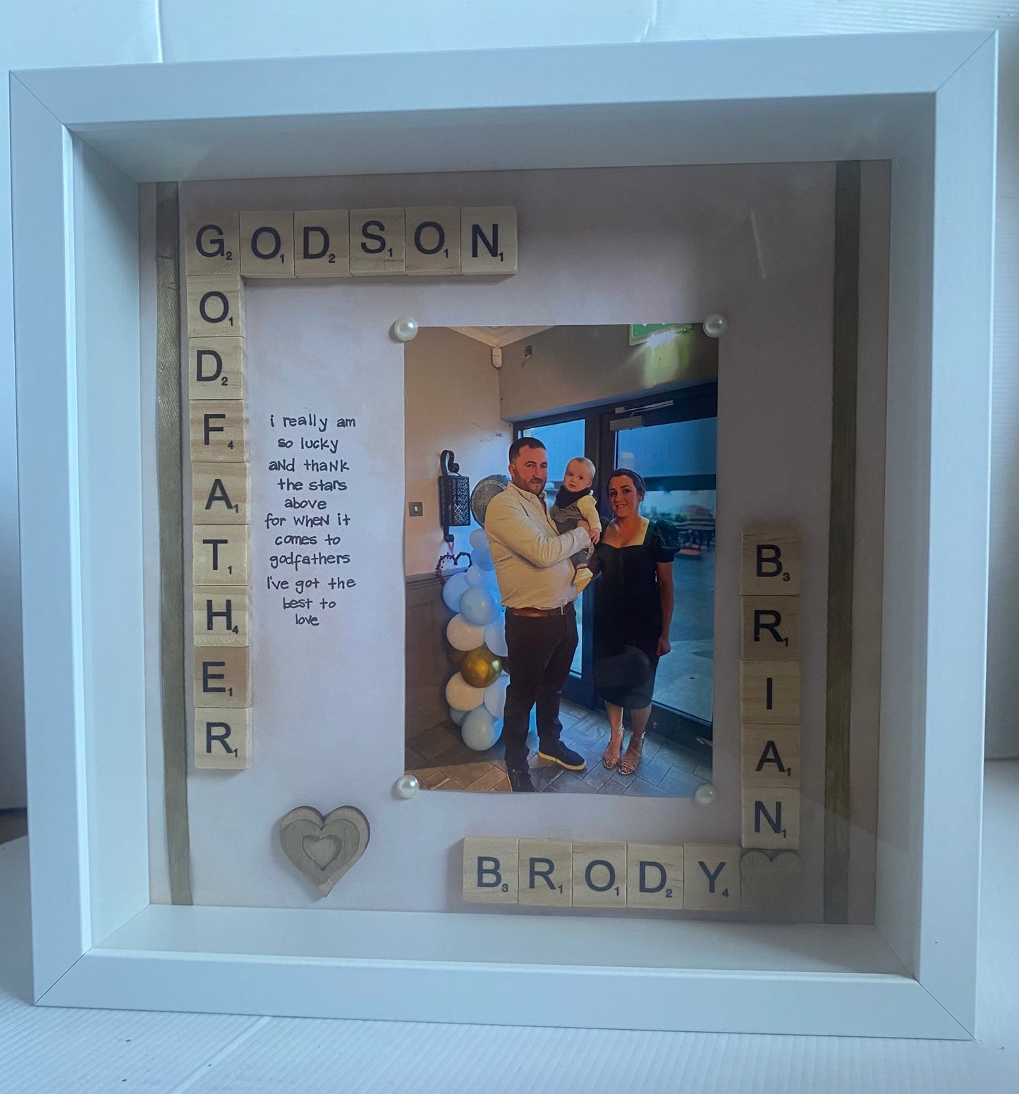 Godmother and godchild personalised frame. Handmade in Ireland. A unique gift for any godmother or godfather
