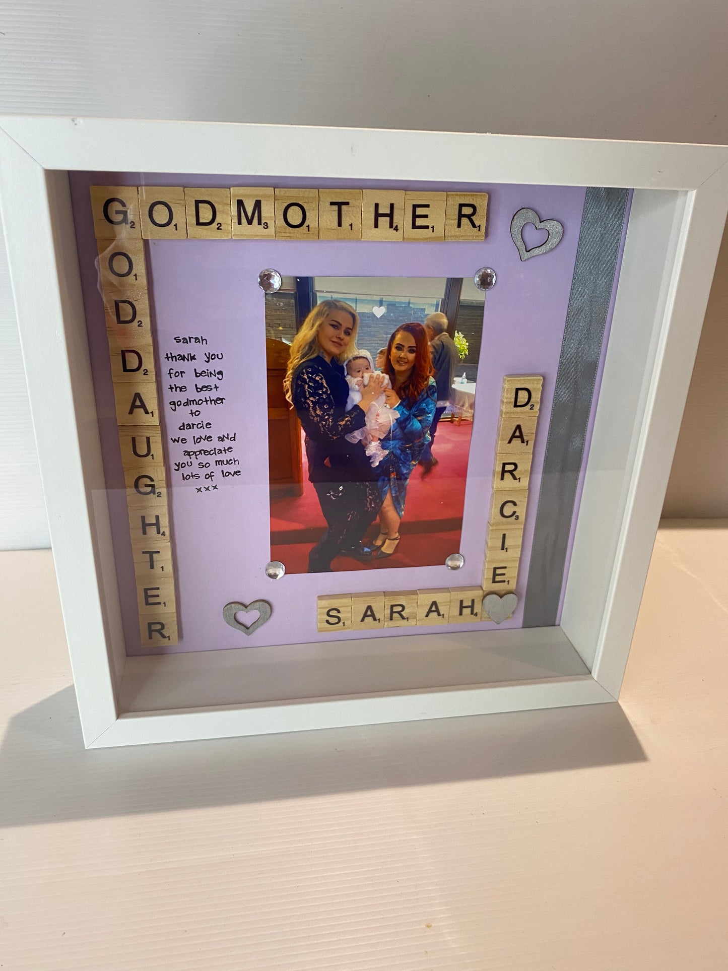 Godmother and godchild personalised frame. Handmade in Ireland. A unique gift for any godmother or godfather