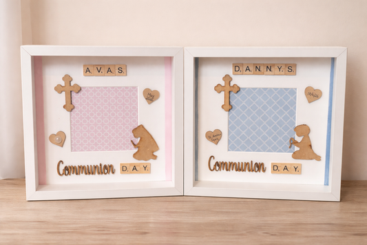 Communion/Confirmation Frame-With Praying Boy/Girl and space for a photo