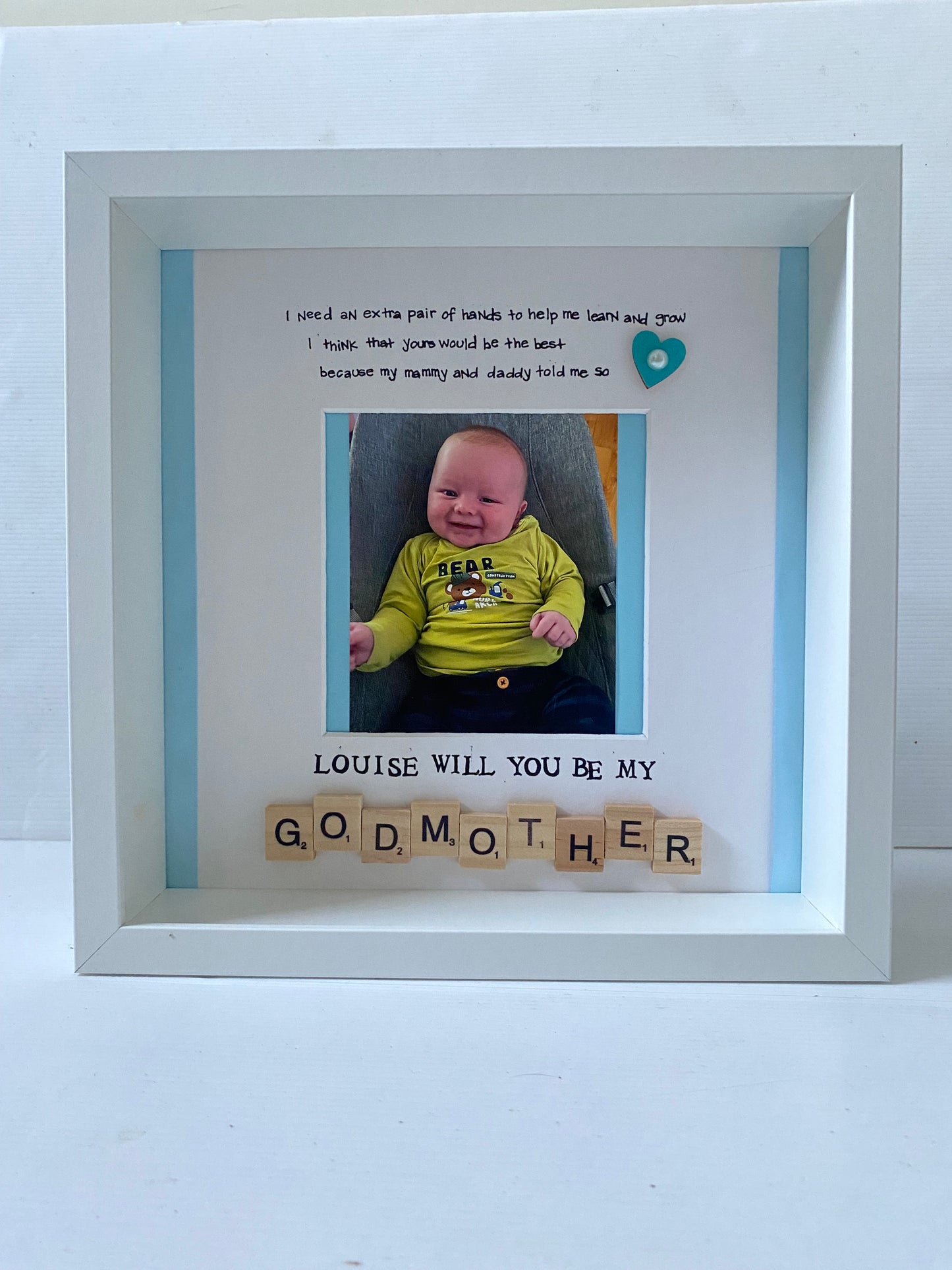 Will you be my godmother scrabble frame. A unique godparent proposal gift that they will have to cherish forever. Handmade in Ireland