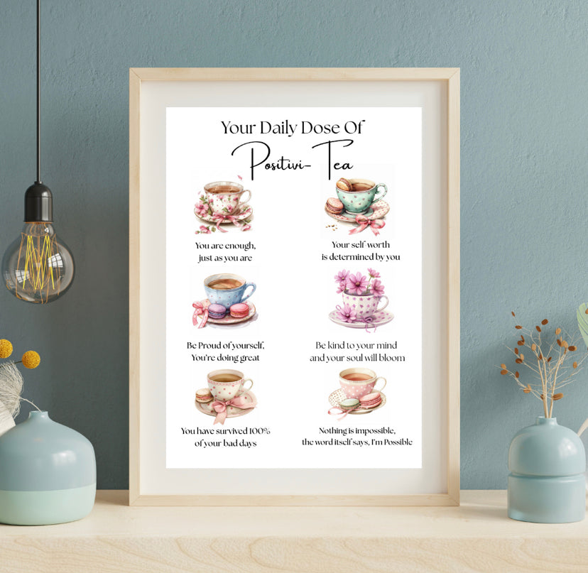 Positive Tea Quote Framed Print