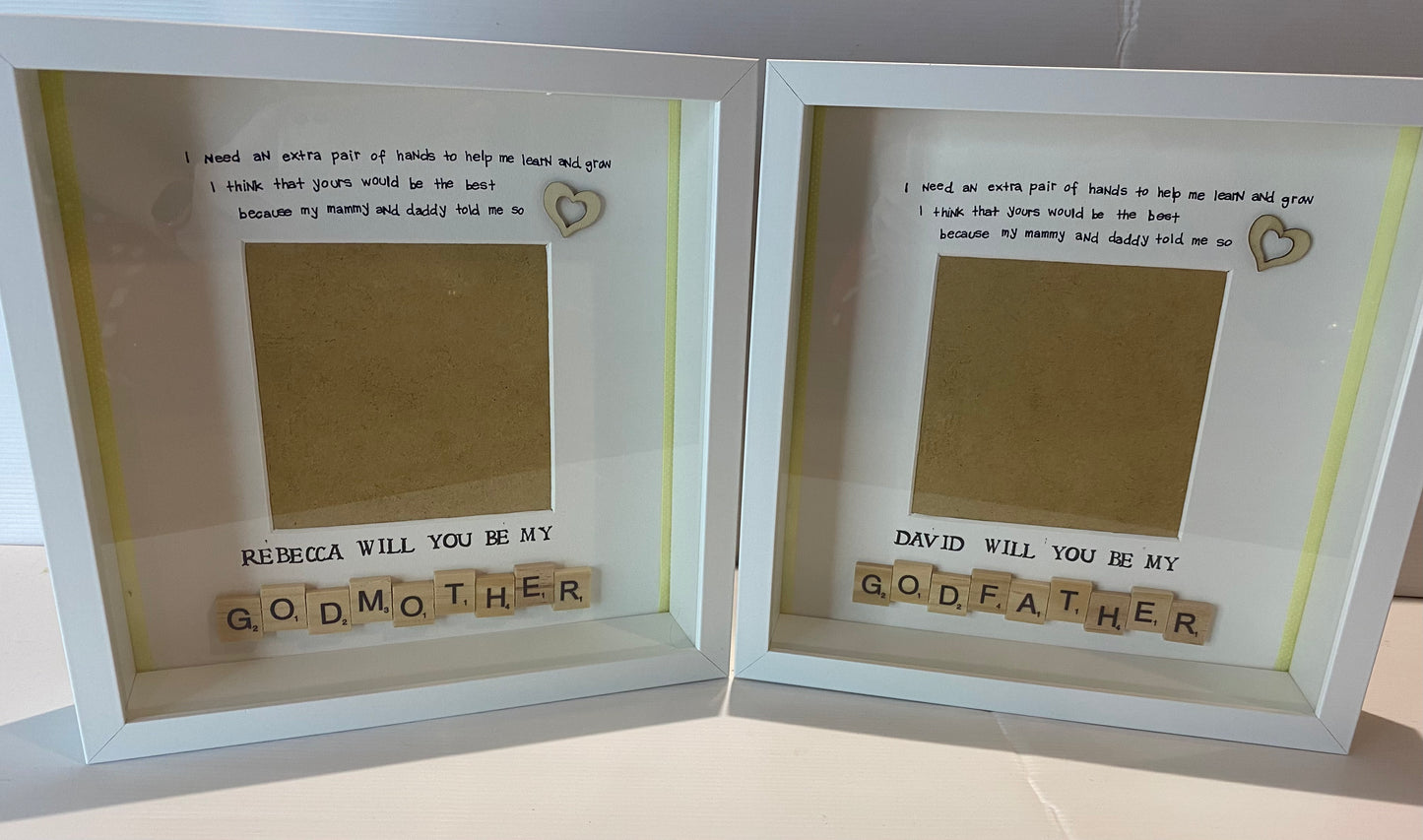 Will you be my godmother scrabble frame. A unique godparent proposal gift that they will have to cherish forever. Handmade in Ireland