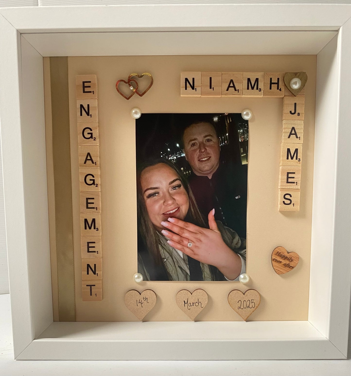 Personalised Scrabble Engagement Frame with space for a photo