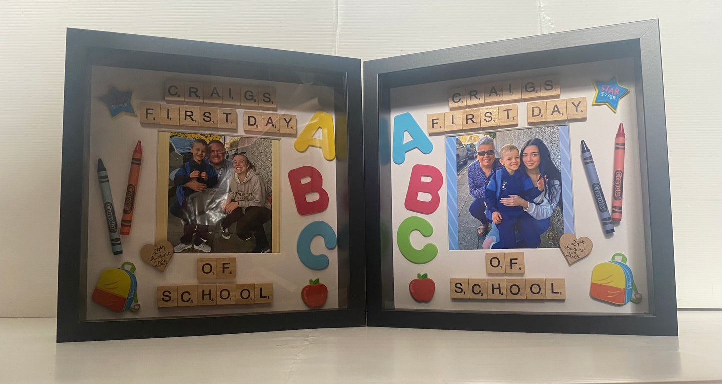 Personalised first day of school frames. Handmade in Ireland