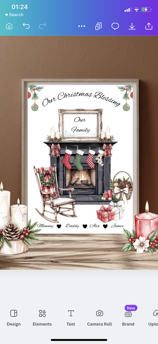 Christmas Family Fireplace Framed Print
