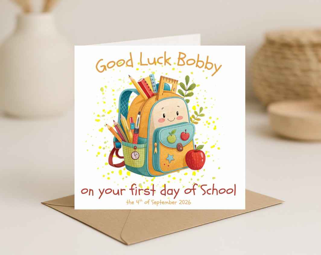 Personalised First Day Of School Card