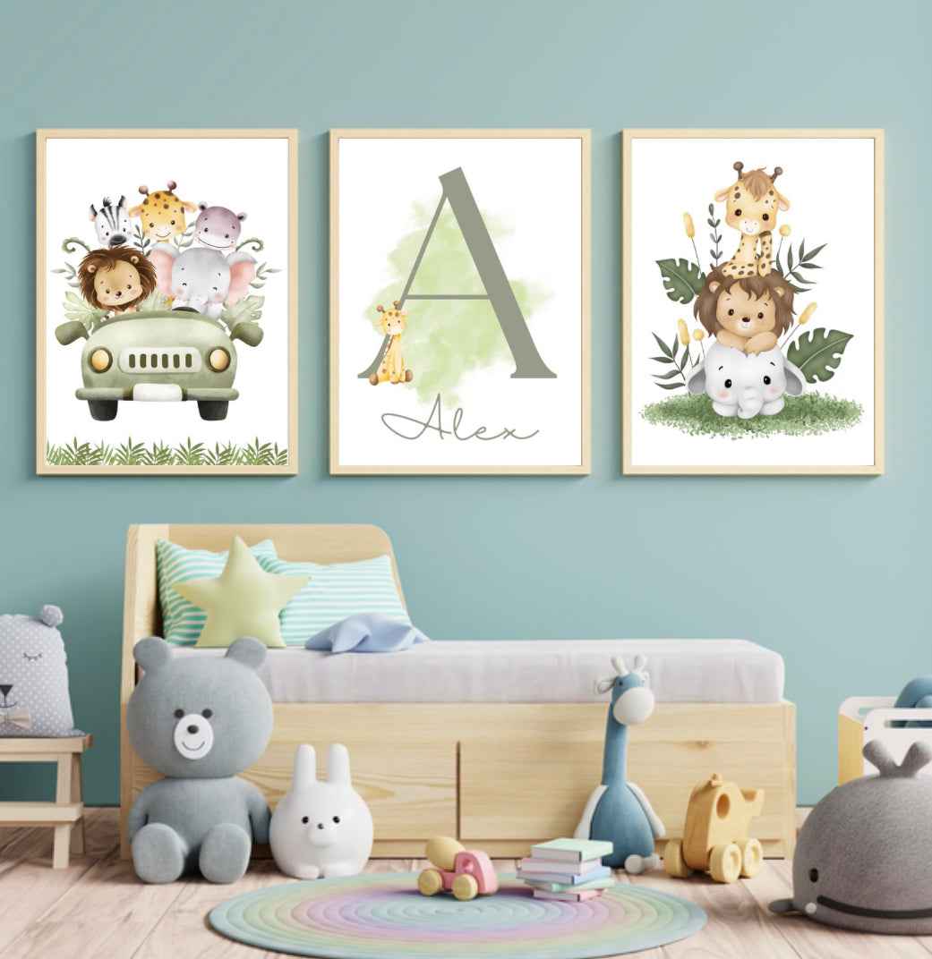 Safari Themed Framed Prints (set of three)