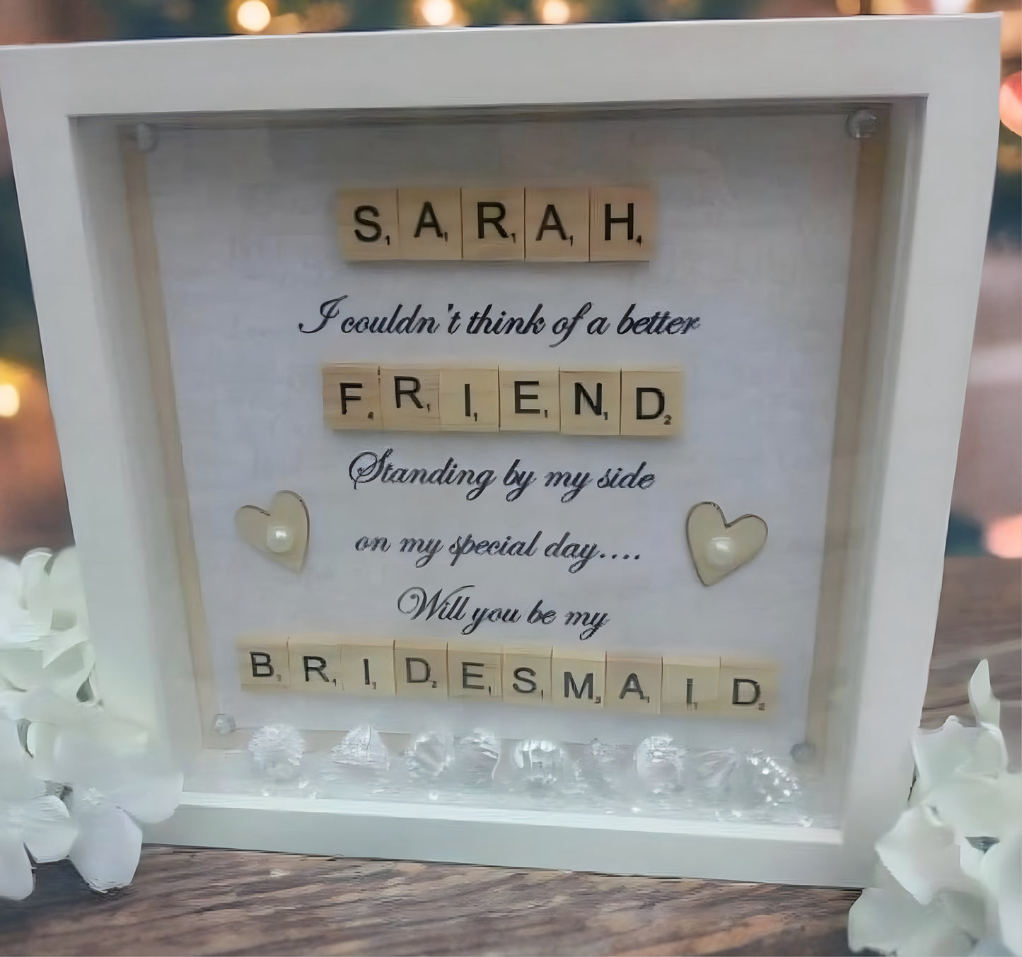 Personalised Bridesmaid Proposal Scrabble Frame. A unique gift to ask will you be my bridesmaid. Handmade in Ireland