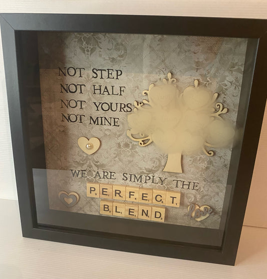 The perfect blend family tree frame. A unique gift ideal for a blended family, step children etc. personalised and handmade in Ireland