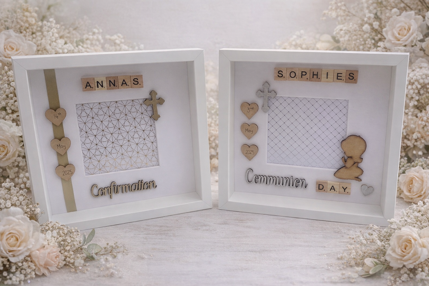 Communion/Confirmation Frame-With Praying Boy/Girl and space for a photo