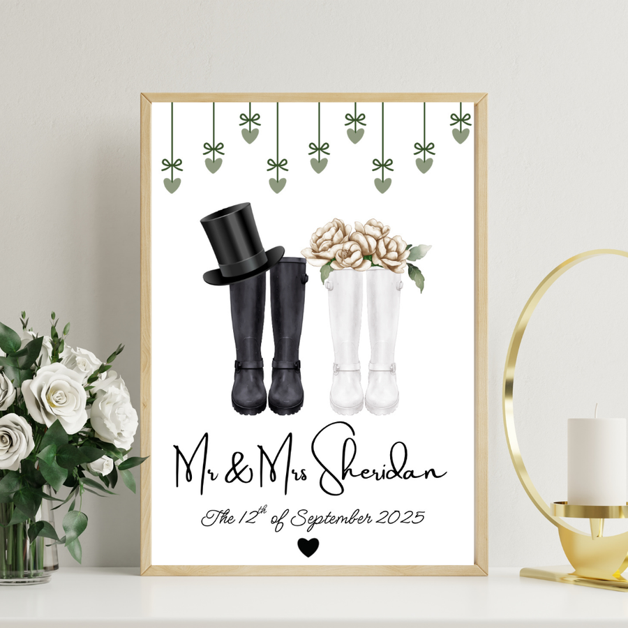 Wellie Boot Wedding Framed Print