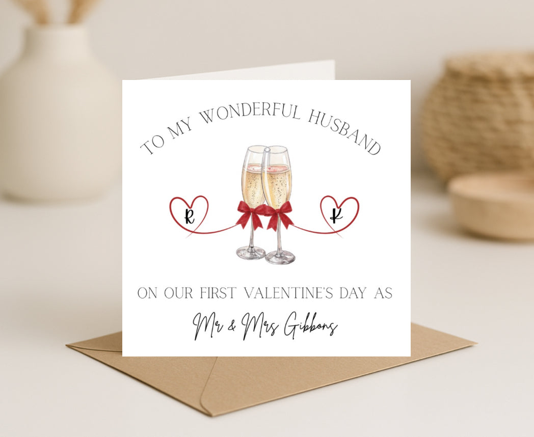 Personalised First Valentines As Mr&Mrs Husband Card