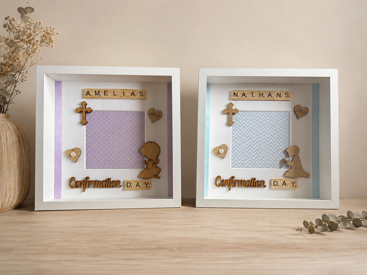 Communion/Confirmation Frame-With Praying Boy/Girl and space for a photo