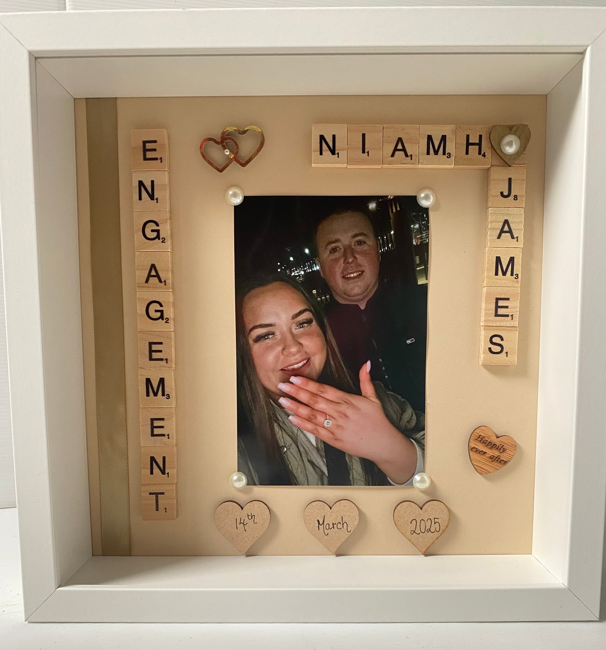 Personalised Scrabble Engagement Frame with space for a photo 