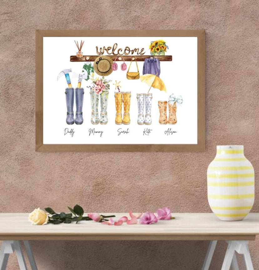 Wellie Boot Framed Family Print