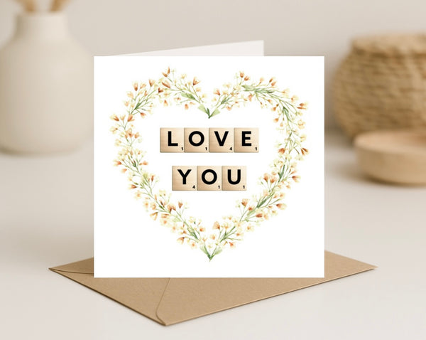 Love You Scrabble Style Card