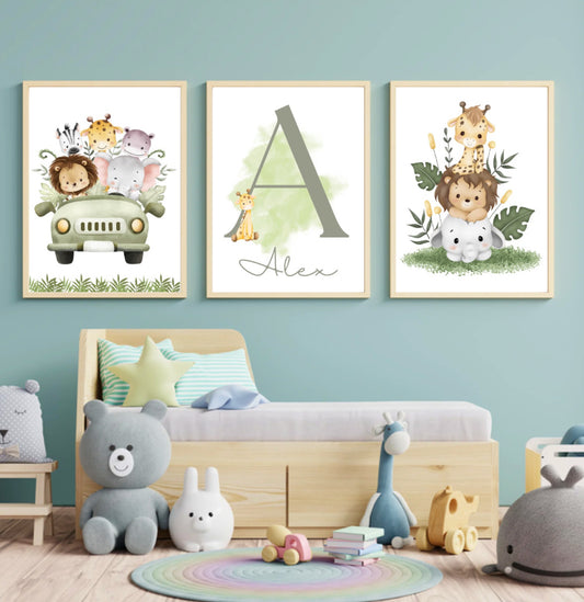 Safari Themed Framed Prints (set of three)