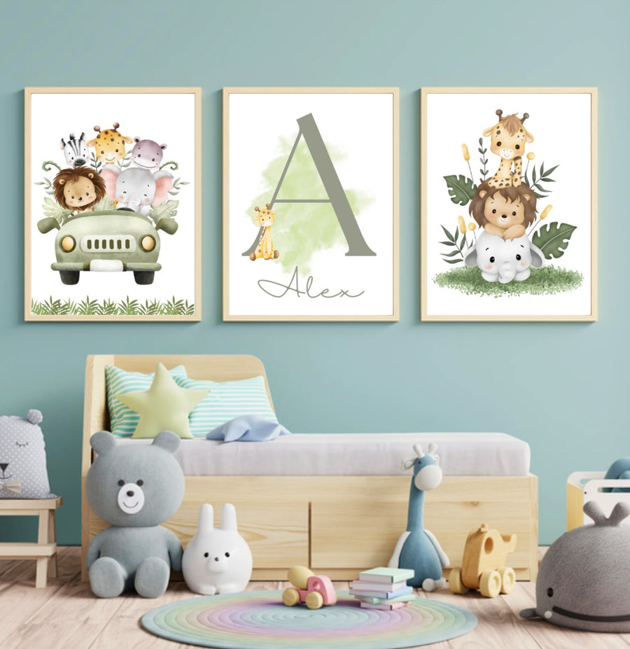 Safari Themed Framed Prints (set of three)