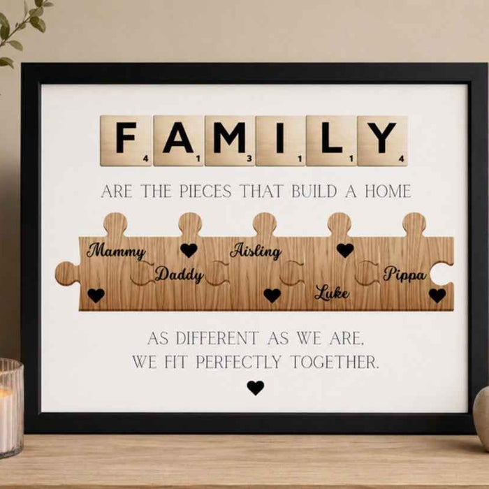 Family Puzzle Piece Framed Print