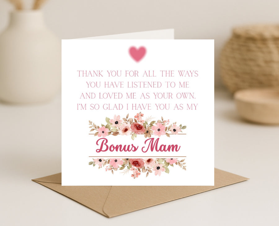 Mothers Day Card-Bonus Mam/Stepmother