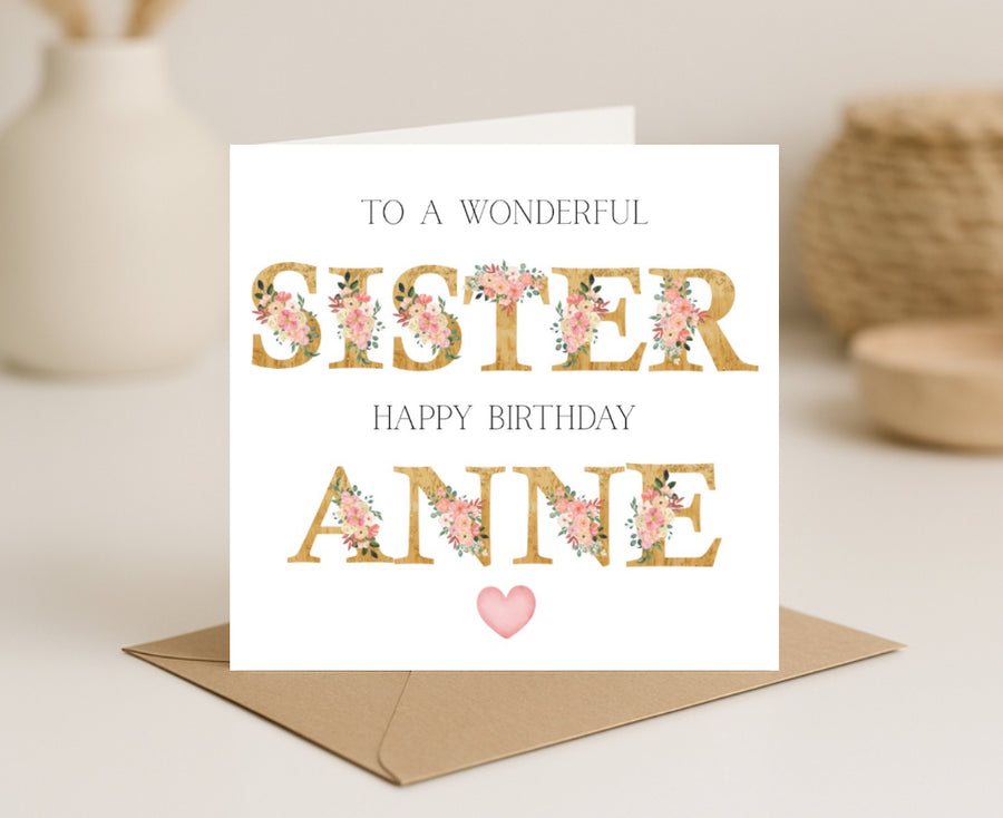 Personalised Sister/Auntie Birthday Card