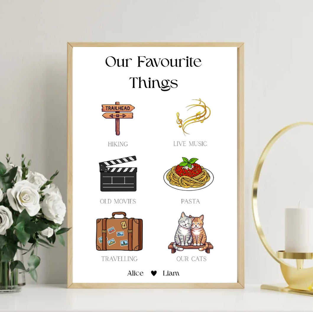 Personalised Our Favourite Things Framed Print