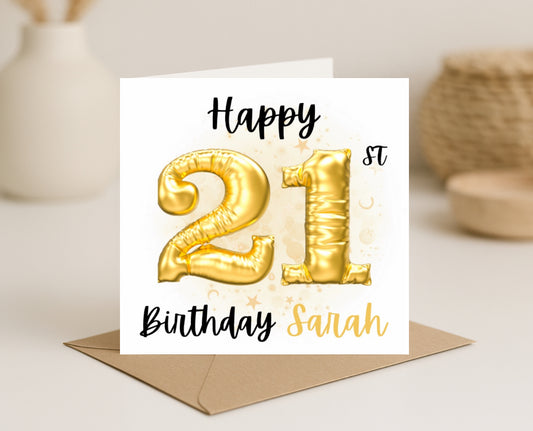 Birthday Age Card-Gold