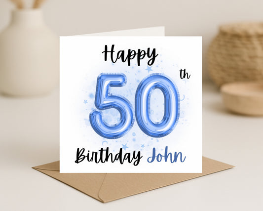 Birthday Age Card-Blue