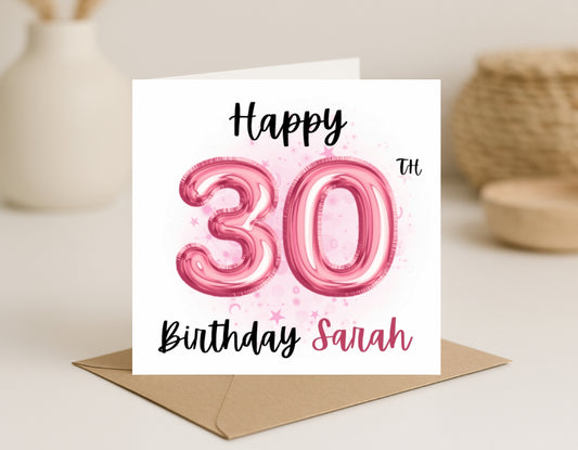Birthday Age Card-Pink