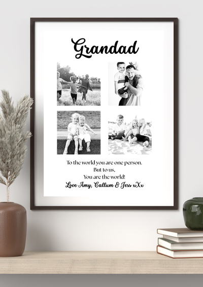 Personalised Fathers Day Print-Four Photos - Picture Perfect Scrabble